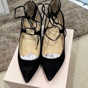 Elegant Suede Black Lace-Up Women's Shoes